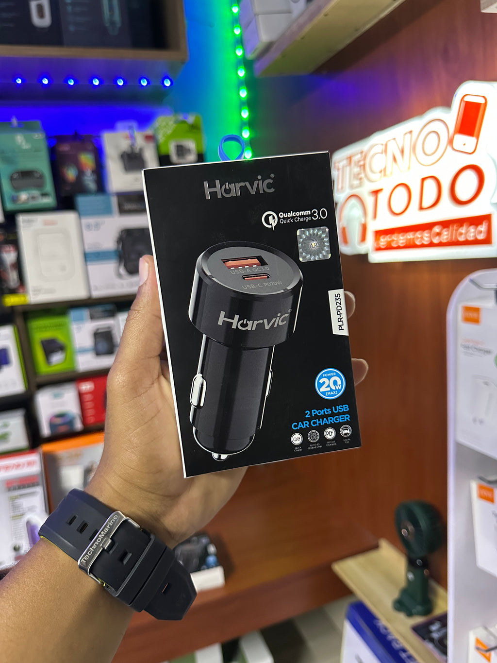 Adaptador Cargador De Carro Harvic, Carga Rápida